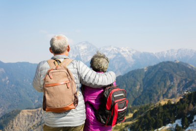 couple enjoying mountain view